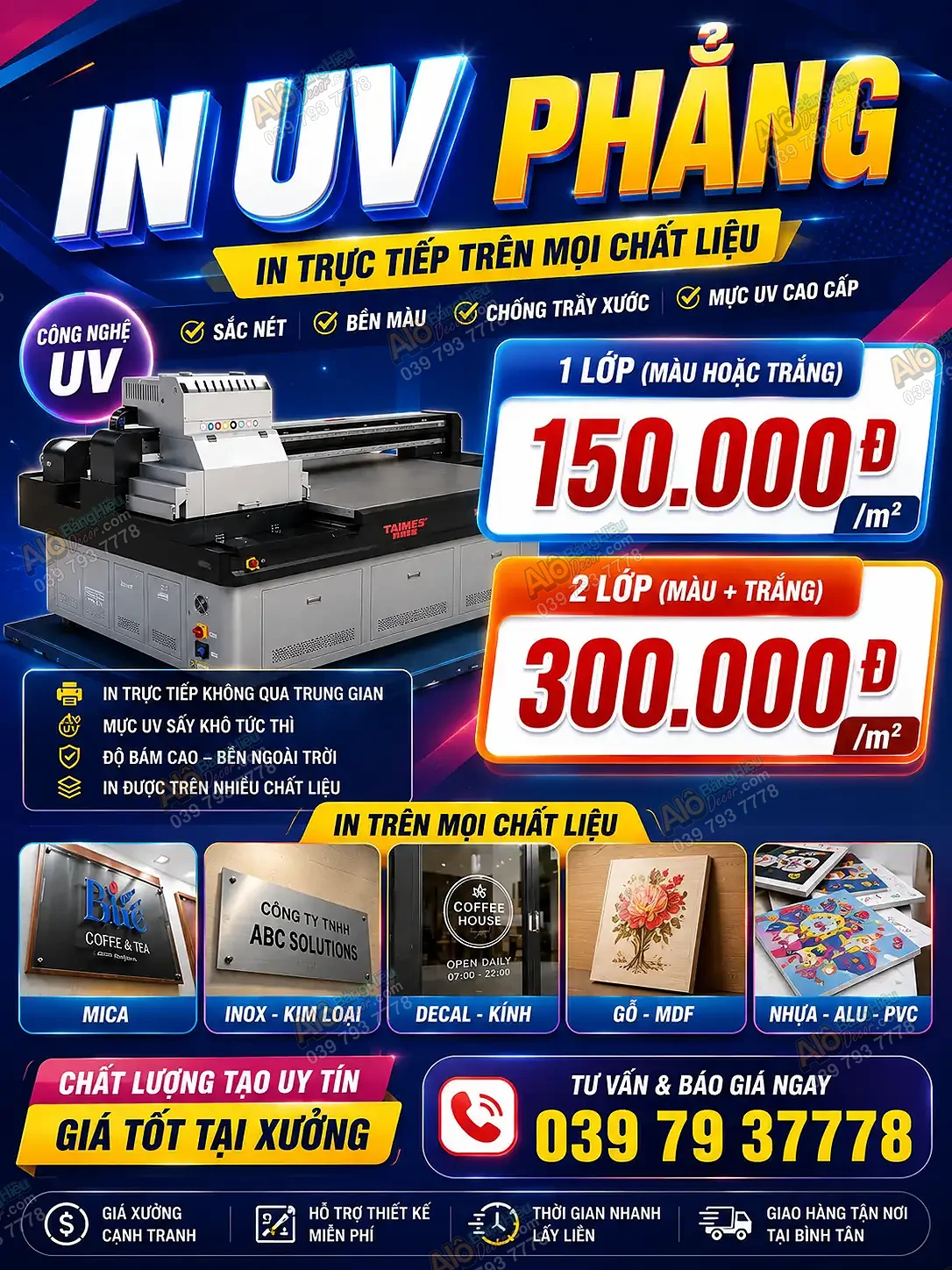 In UV Phẳng Giá Tốt Tại Bình Tân – In Trực Tiếp Trên Mọi Chất Liệu